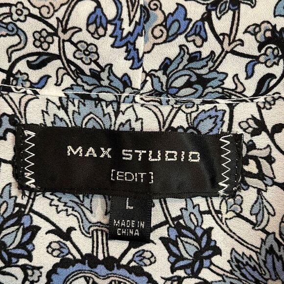 Max Studio Edit Blue Floral Print Sleeveless Top Large - Picture 3 of 6